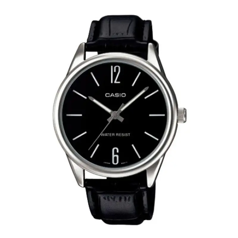Casio General Mtp-V005l-1Budf-P Black Leather Strap Men Watch 1