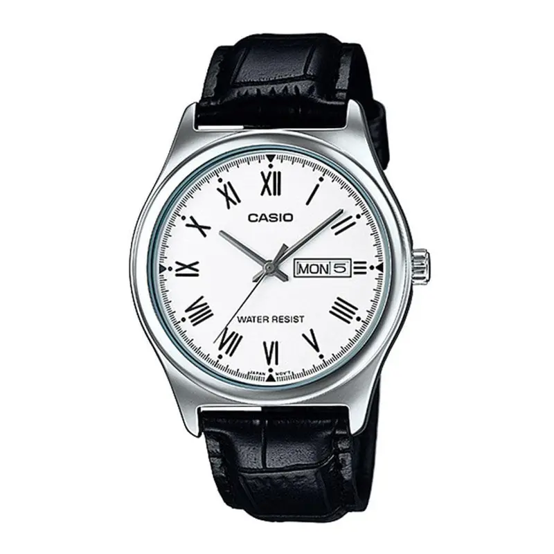 Casio General Mtp-V006l-7Budf-P Black Leather Men Watch 1