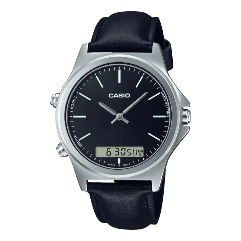 Casio General Mtp-Vc01l-1Eudf Black Leather Strap Men's Watch 1