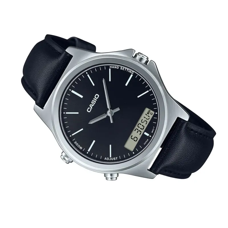 Casio General Mtp-Vc01l-1Eudf-P Black Leather Strap Men Watch 2