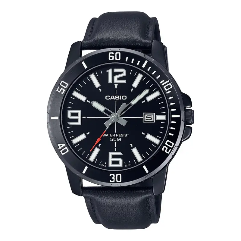 Casio General Mtp-Vd01bl-1Bvudf Black Leather Men's Watch 1