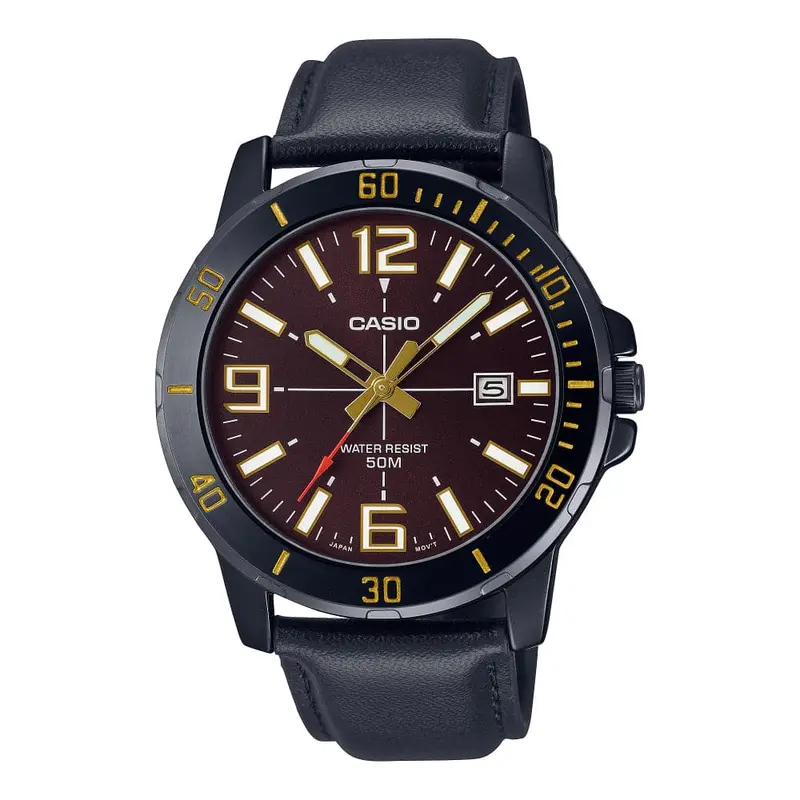 Casio General Mtp-Vd01bl-5Bvudf Brown Dial Black Strap Men's Watch 1