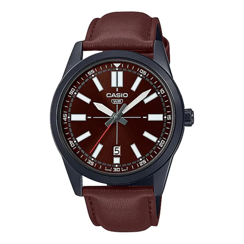 Casio General Mtp-Vd02bl-5Eudf Red Leather Men's Watch 1