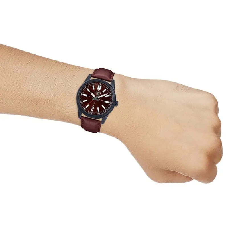 Casio General Mtp-Vd02bl-5Eudf Red Leather Men's Watch 2