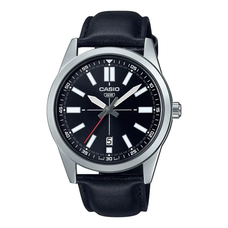 Casio General Mtp-Vd02l-1Eudf-P Black Leather Men Watch 1