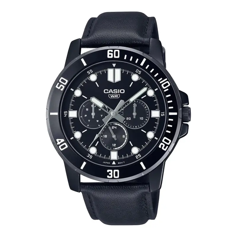 Casio General Mtp-Vd300bl-1Eudf-P Black Leather Men's Watch 1