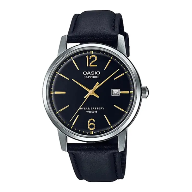 Casio General Mts-110L-1Avdf-P Black Leather Men Watch 1