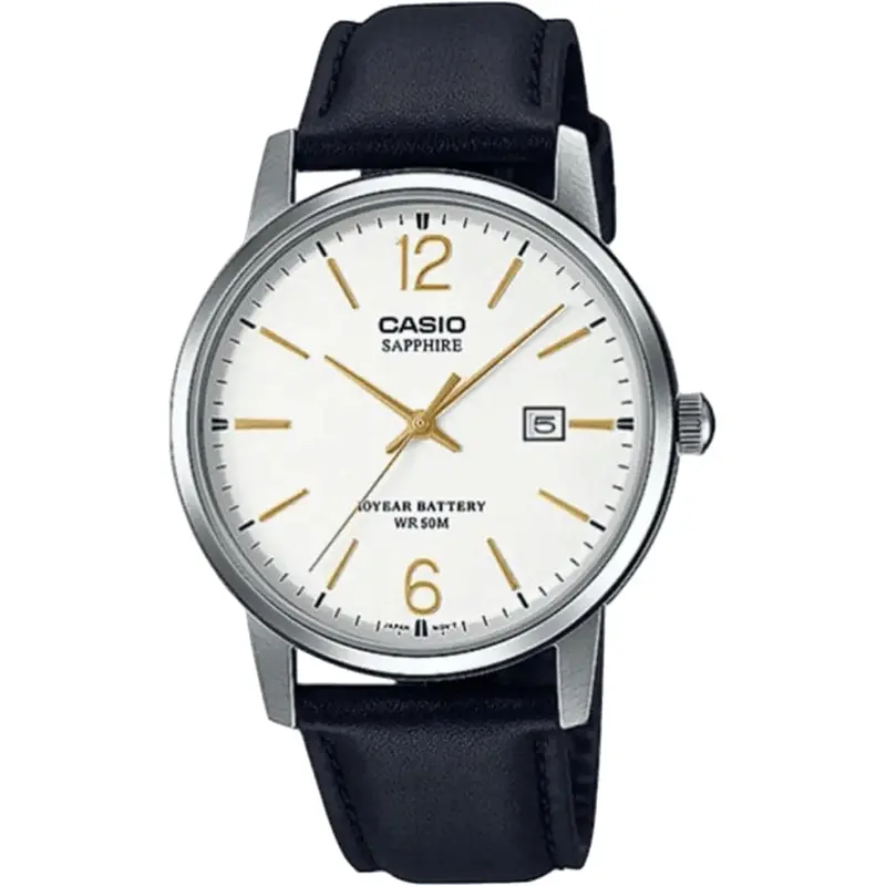 Casio General Mts-110L-7Avdf-P Black Leather Men Watch 1