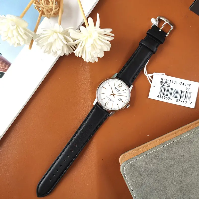 Casio General Mts-110L-7Avdf-P Black Leather Men Watch 2