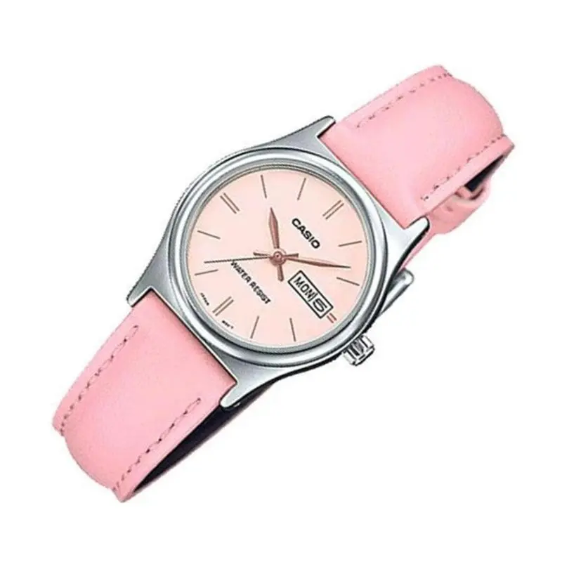 Casio General Pink Dial And Leather Strap Unisex Watch Ltp-V006l-4Budf-P 2