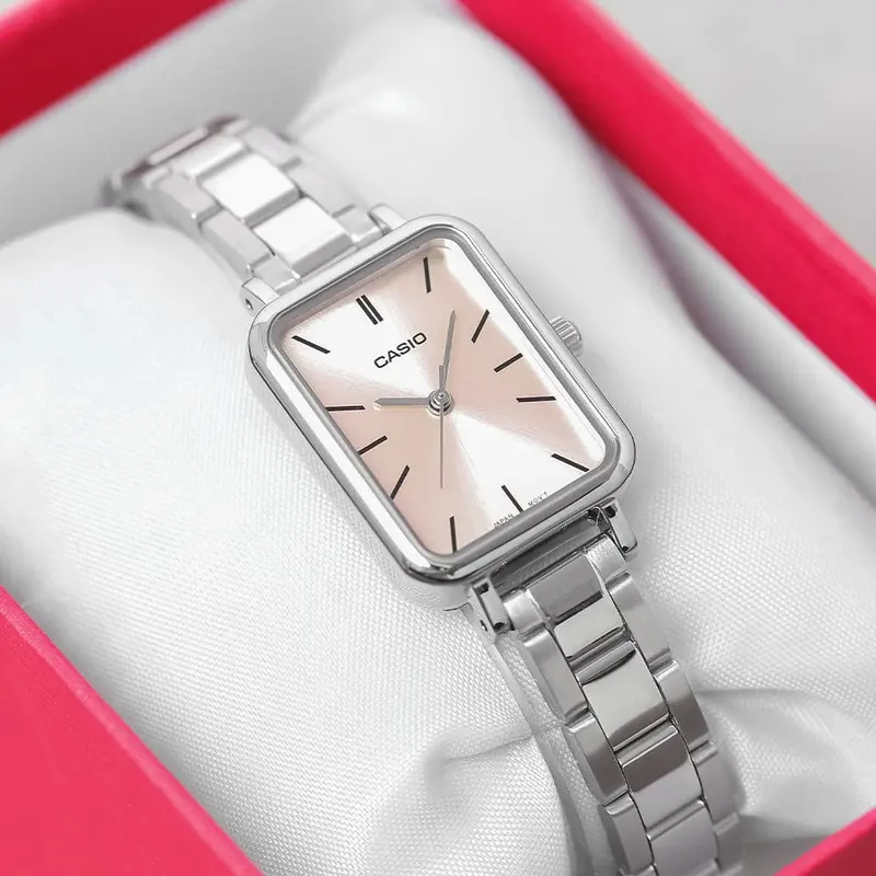 Casio General Pink Dial Silver Stainless Steel Strap Women Watch Ltp-V009d-4Eudf-P 2