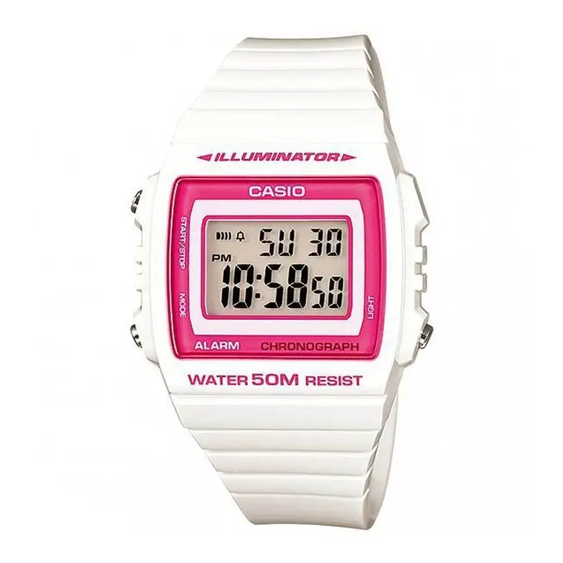 Casio General Pink Dial White Resin Strap Women's Watch W-215H-7A2vdf-P 1