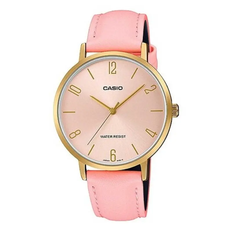 Casio General Pink Leather Strap Unisex Watch Ltp-Vt01gl-4Budf-P 1
