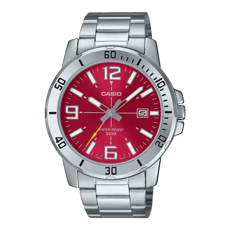 Casio General Red Dial Date Display Stainless Steel Men's Watch Mtp-Vd01d-4Bvudf-P 1
