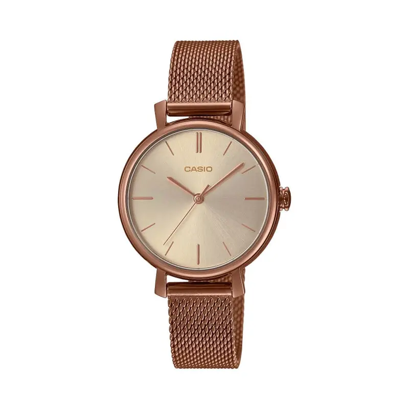 Casio General Rose Gold Milanese Strap Women Watch With Bangle Ltp-2024Vmr-9Cdr 1