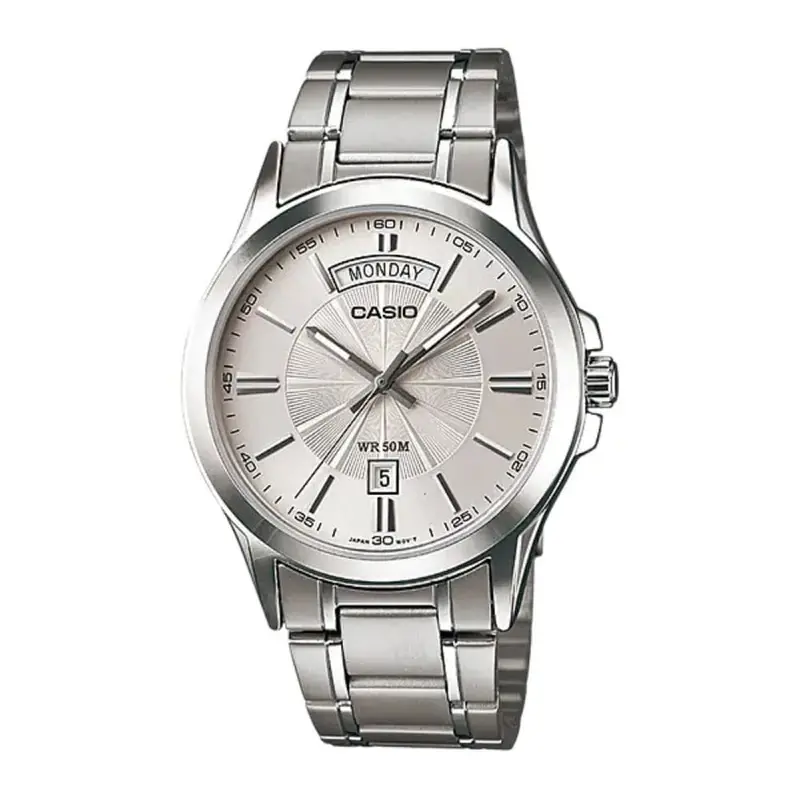 Casio General Silver Dial And Silver Stainless Steel Strap Men Watch Mtp-1381D-7Avdf-P 1