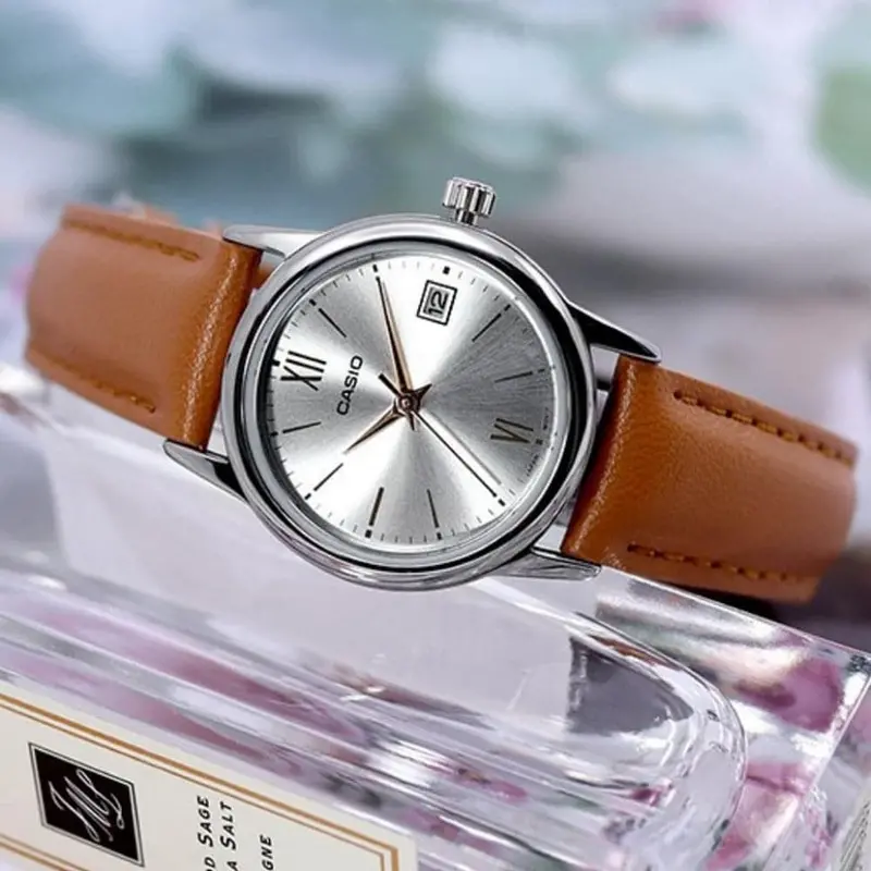Casio General Silver Dial Brown Leather Strap Women Watch Ltp-V002l-7B3udf-P 2
