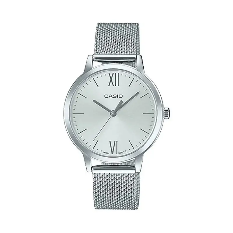 Casio General Silver Dial Milanese Strap Women Watch Ltp-E157m-7Adf-P 1