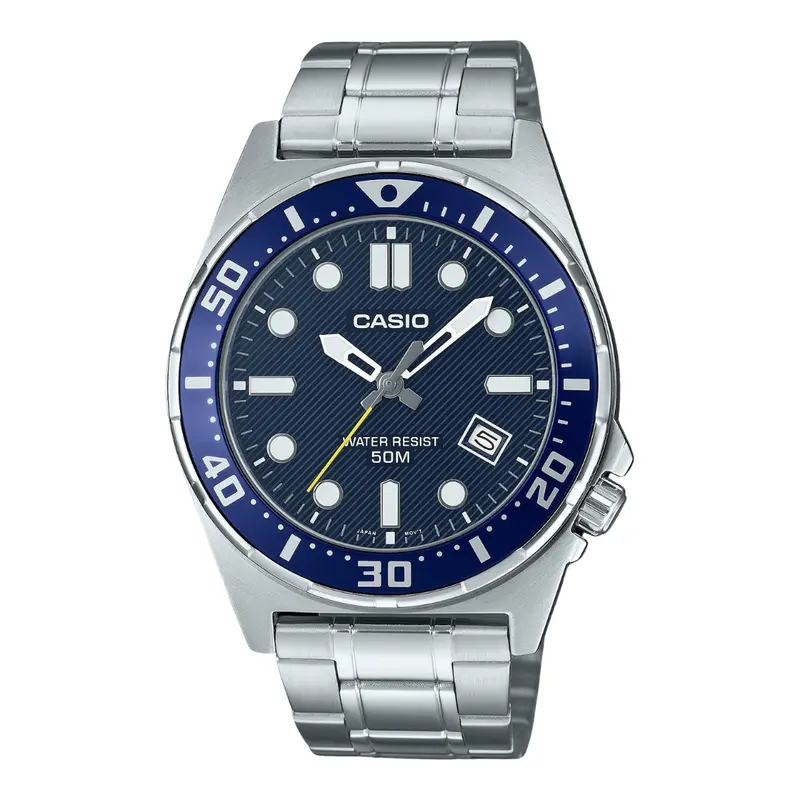 Casio General Silver Stainless Steel Strap Men Watch Mtd-135D With P Series 1