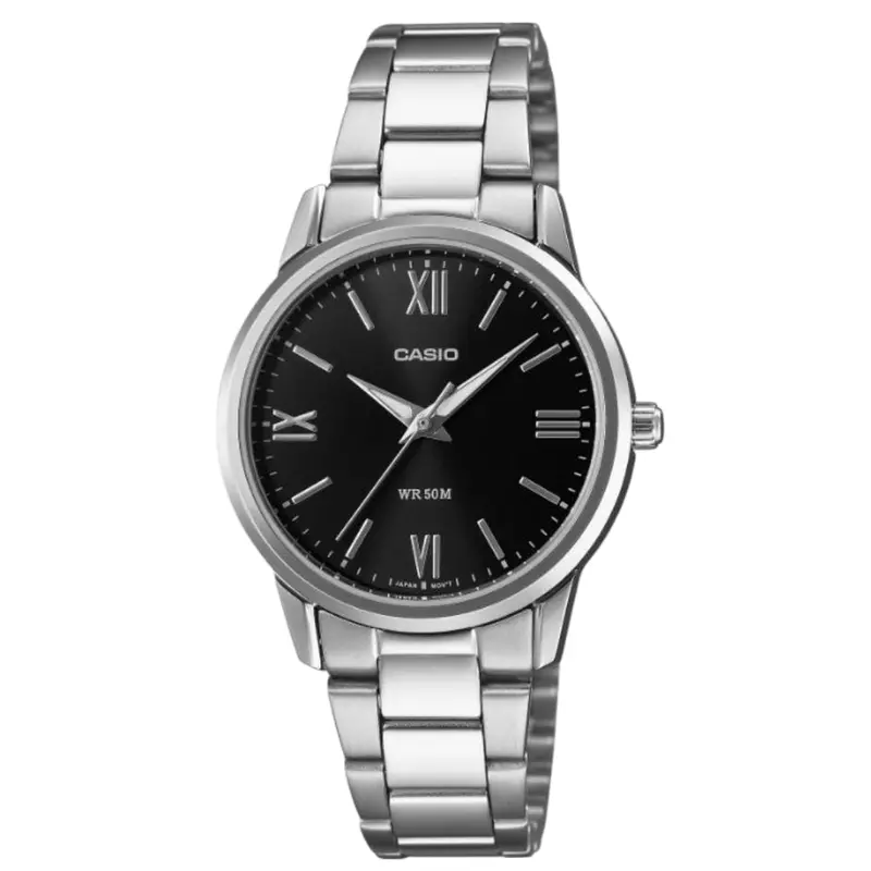Casio General Silver Stainless Steel Strap Women Watch Ltp-1303Dd With P Series 1