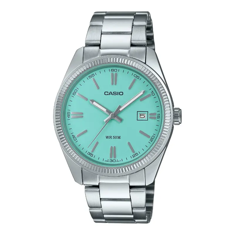 Casio General Turquoise Dial Color Silver Stainless Steel Strap Men Watch Mtp-1302Pd-2A2vef 1