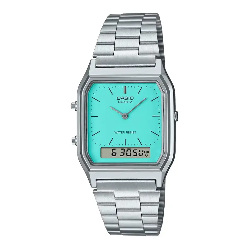Casio General Turquoise Dial Silver Stainless Steel Strap Unisex Watch Aq-230A-2A2dmq-P 1