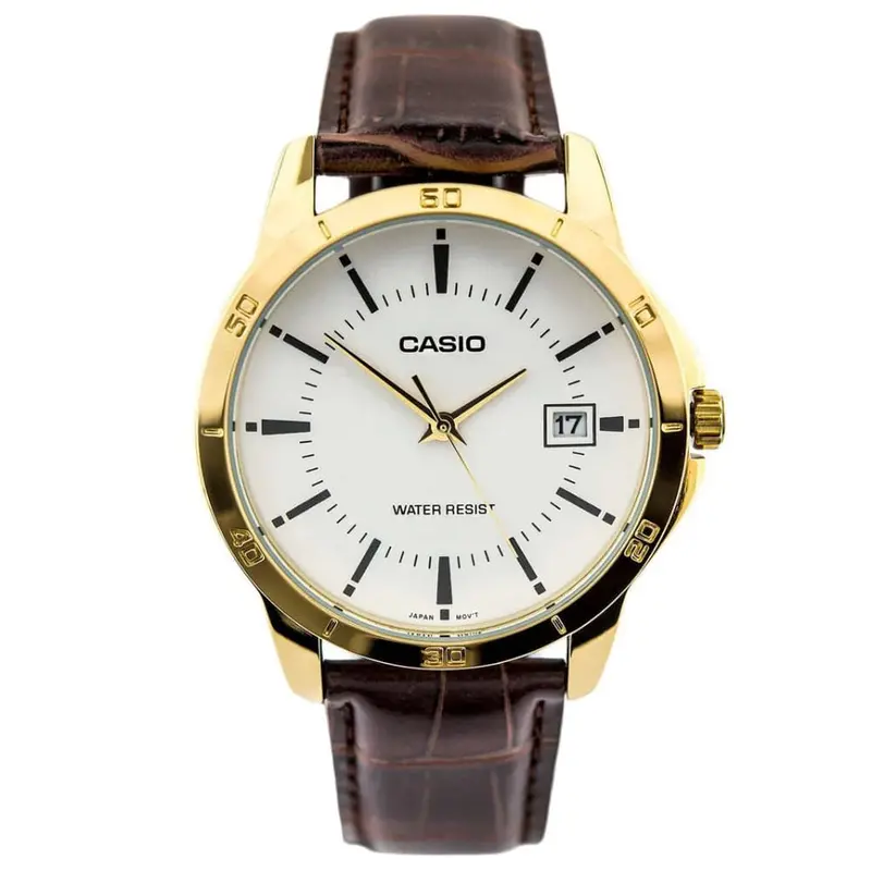 Casio General White Dial Brown Leather Strap Women Watch Ltp-V004gl-7Audf-P 1