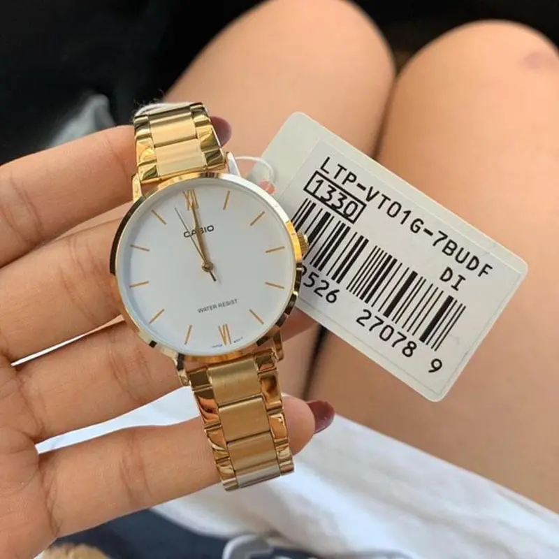 Casio General White Dial Gold Stainless Steel Strap Women Watch Ltp-Vt01g-7Budf-P 2