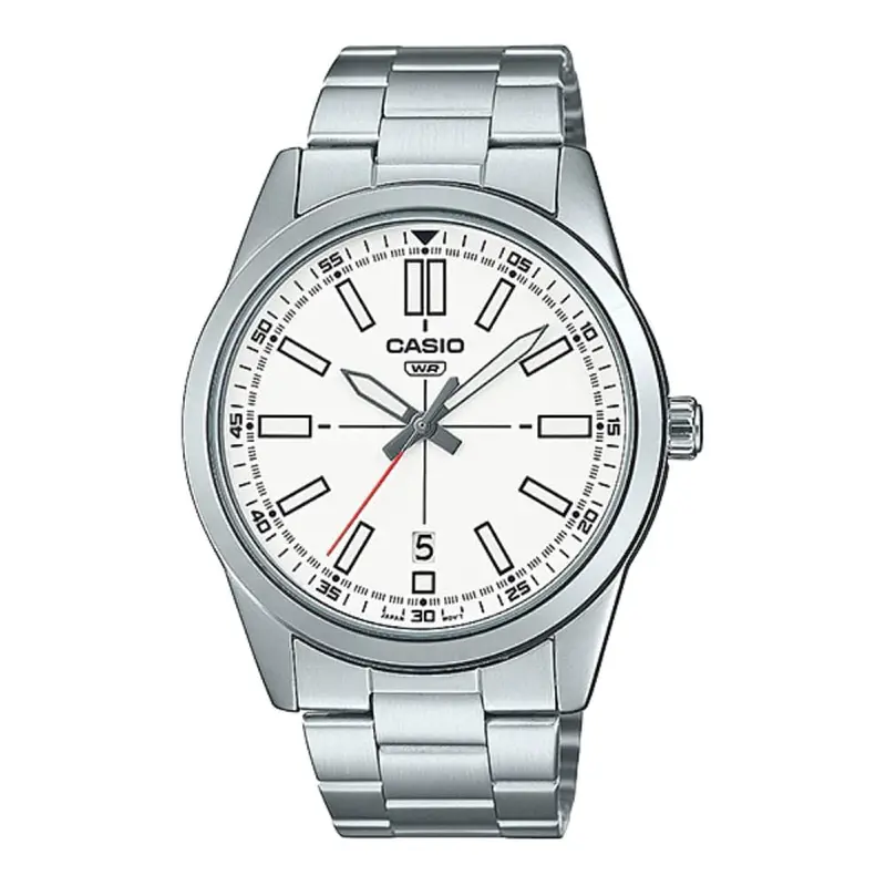 Casio General White Dial Silver Stainless Steel Strap Men Watch Mtp-Vd02d-7Eudf-P 1