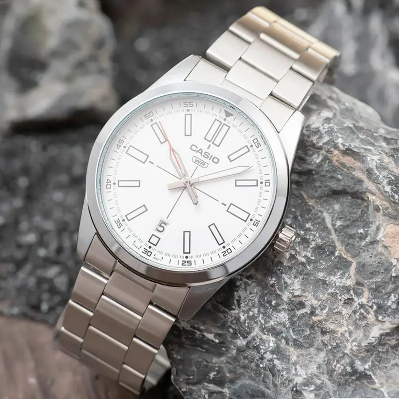 Casio General White Dial Silver Stainless Steel Strap Men Watch Mtp-Vd02d-7Eudf-P 2