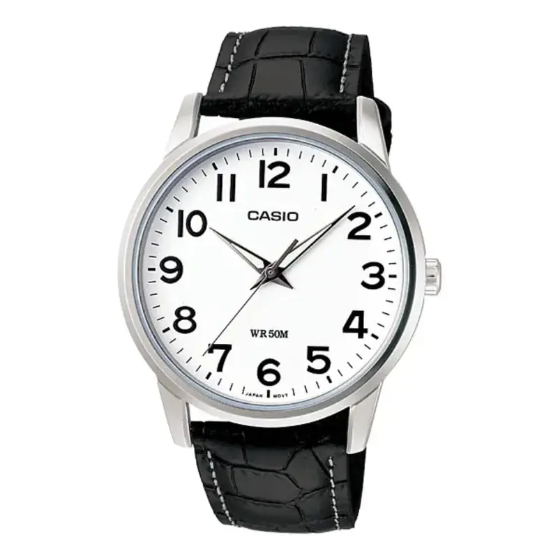 Casio General White Dial With Black Leather Strap Men Watch Mtp-1303L-7Bvdf-P 1