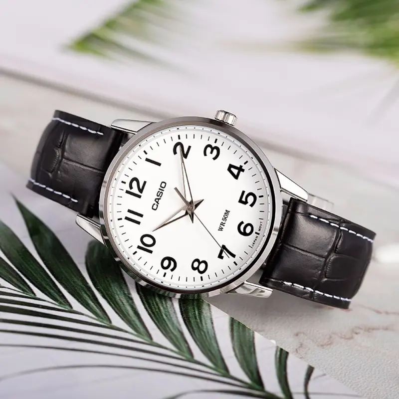 Casio General White Dial With Black Leather Strap Men Watch Mtp-1303L-7Bvdf-P 2
