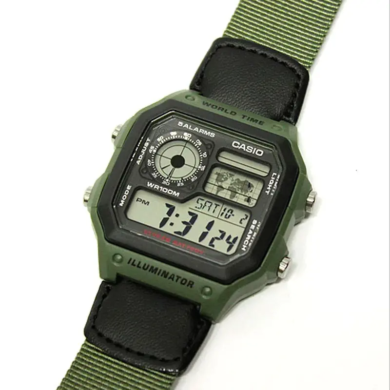 Casio Illuminator Digital Green Nylon Strap Men Watch Ae-1200Whb-3Bvdf-P 2