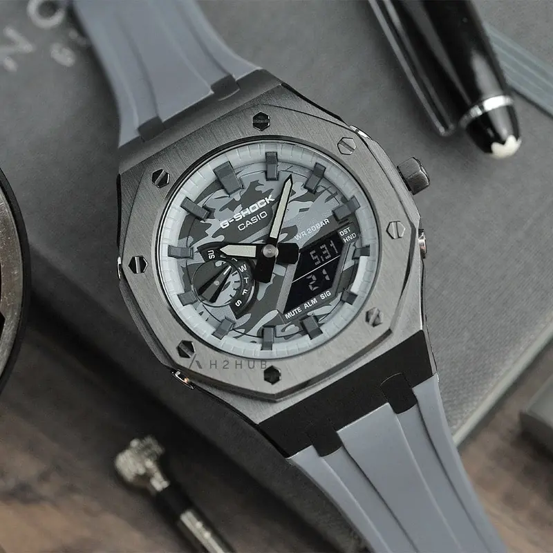 Casio Mod G-Shock Camo Antimony Grey Resin Strap Men Watch Ga-2100Ca-8Adr-M1 2