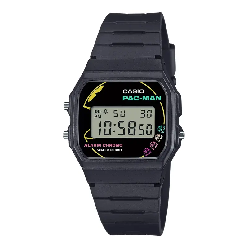 Casio Pac-Man Collab Model Digital Black Resin Watch F-91Wpc-1Adr-P 1