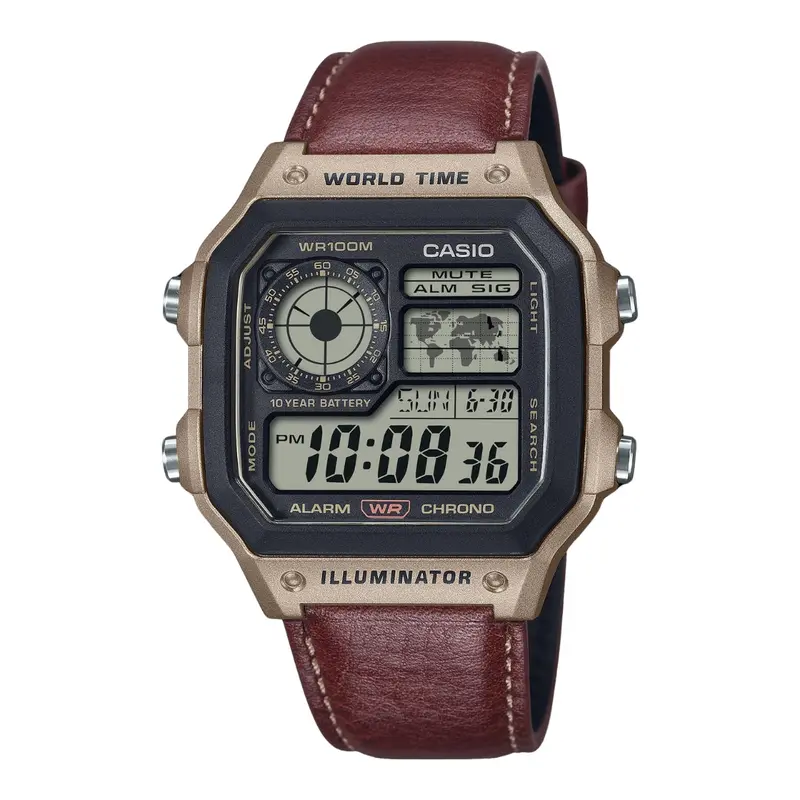 Casio Standard Digital Brown Leather Watch Ae-1200Whl-5Avdf 1