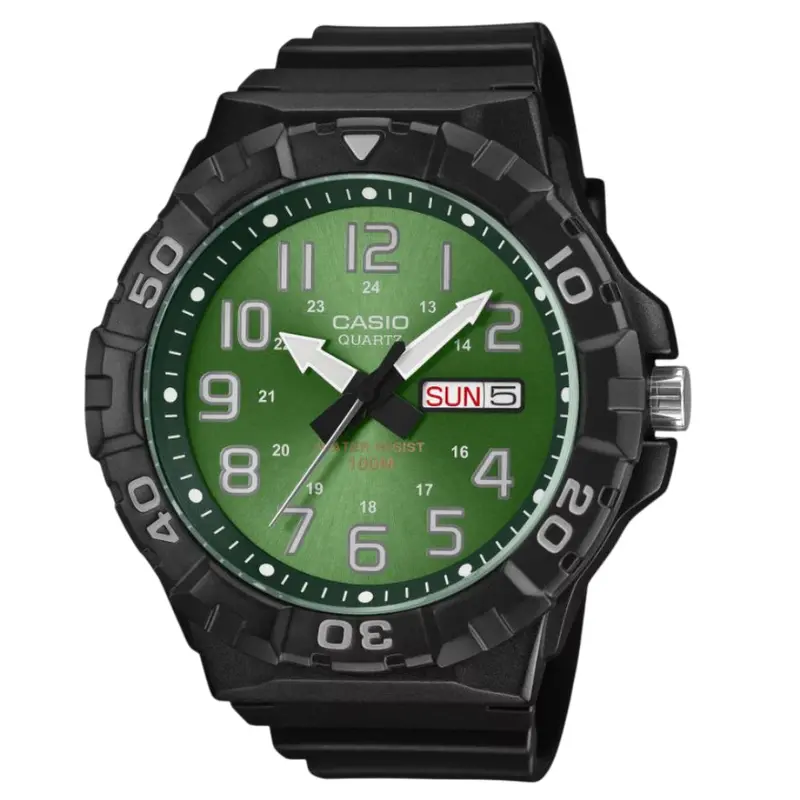 Casio Standard Green Dial Black Resin Strap Men's Watch Mrw-210H-3Bvdf 1