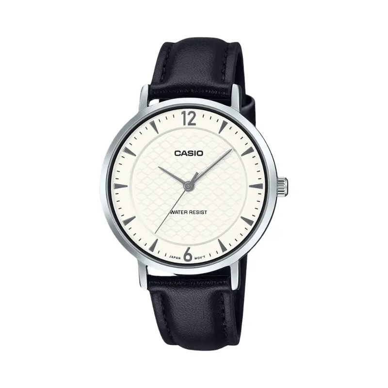 Casio Standard Ltp-Vt04l Series Beige & Black Leather Watch 2