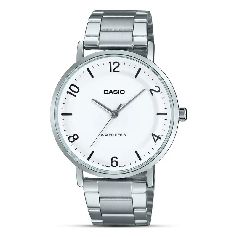 Casio Standard Silver Stainless Steel Strap Unisex Watch Mtp-Vt03d-7Budf-P 1