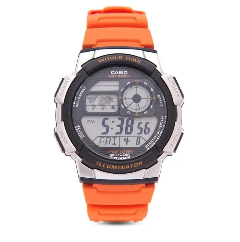Casio Watch For Men's Orange Rubber Strap 100M Digital Ae-1000W-4Bvdf-P 1