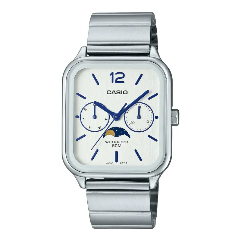 Casio White Dial Silver Stainless Steel Strap Unisex Watch Mtp-M305d-7Avdf-P 1