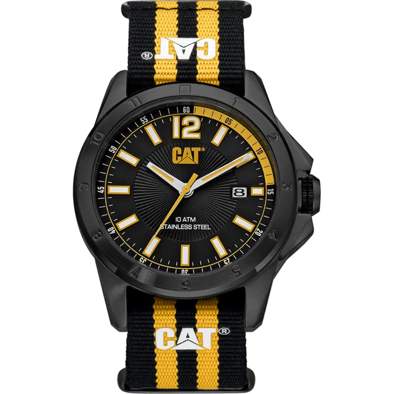 Caterpillar Big Twist 24 Black Yellow Nylon Strap Men Watch Yw.161.64.137 1