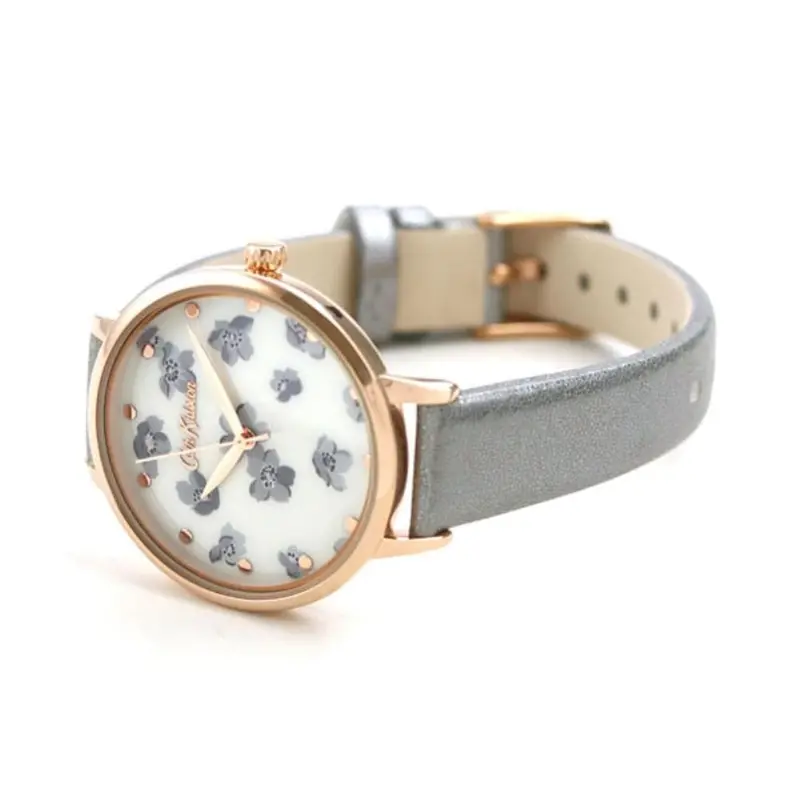 Cath Kidston Grove Ditsy Rose Gold Alloy Ckl053erg Grey Metallic Leather Strap Ladies Watch 2
