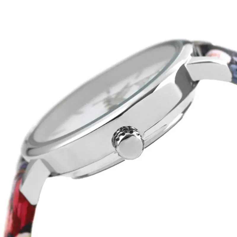 Cath Kidston Paintbox Flowers Silver Alloy Ckl064u Navy Leather Strap Ladies Watch 2