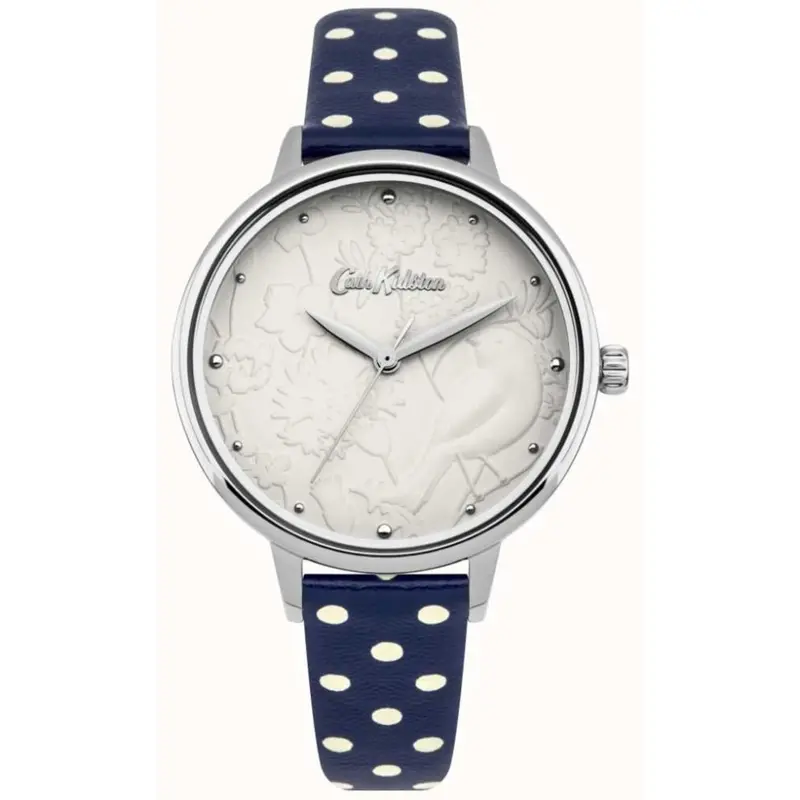 Cath Kidston Quartz 3D Bird Silver Alloy Ckl057us Navy Spot Leather Watch Ladies Watch 1