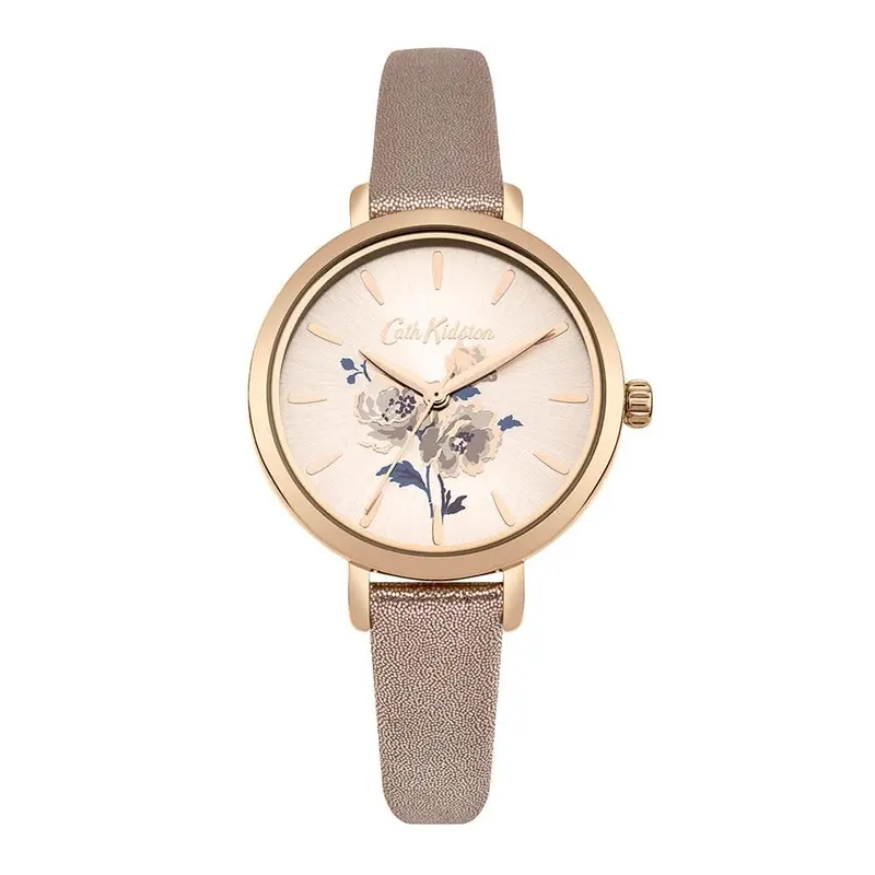Cath Kidston Quartz Island Bunch Rose Gold Alloy Ckl049rg Metallic Leather Strap Ladies Watch 1
