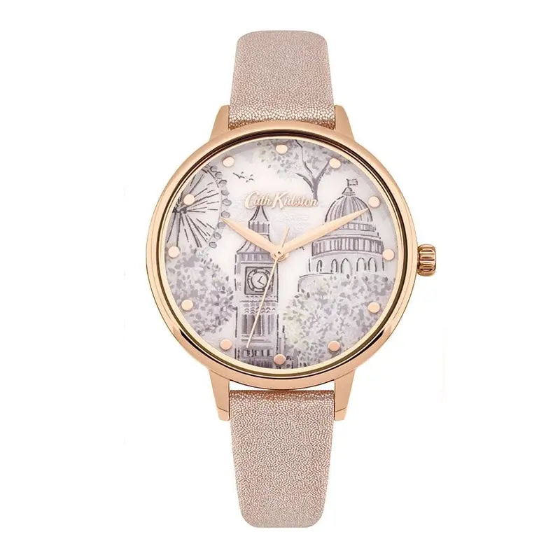 Cath Kidston Quartz London Toile Rose Gold Alloy Ckl053prg Metallic Pu Strap Ladies Watch 1