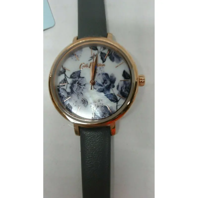 Cath Kidston Quartz Mid Wild Poppies Rose Gold Alloy Ckl060erg Grey Leather Strap Ladies Watch 2