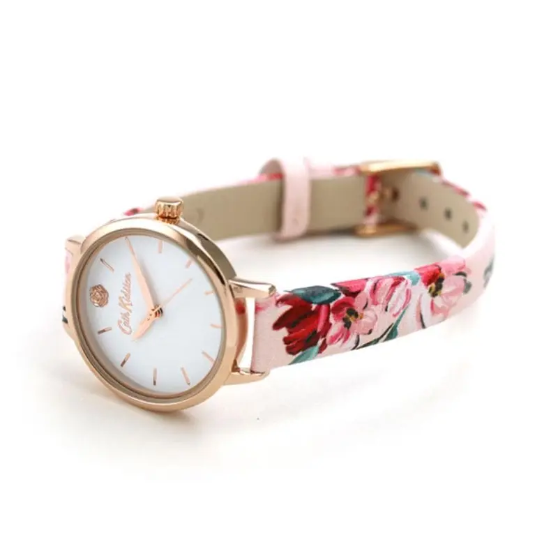 Cath Kidston Quartz Paintbox Flowers Rose Gold Alloy Ckl064prg Pink Leather Strap Ladies Watch 2