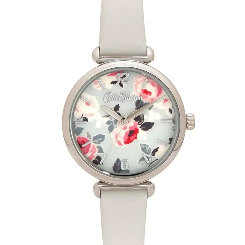 Cath Kidston Quartz Paper Rose Silver Alloy Ckl047es Grey Leather Strap Ladies Watch 2